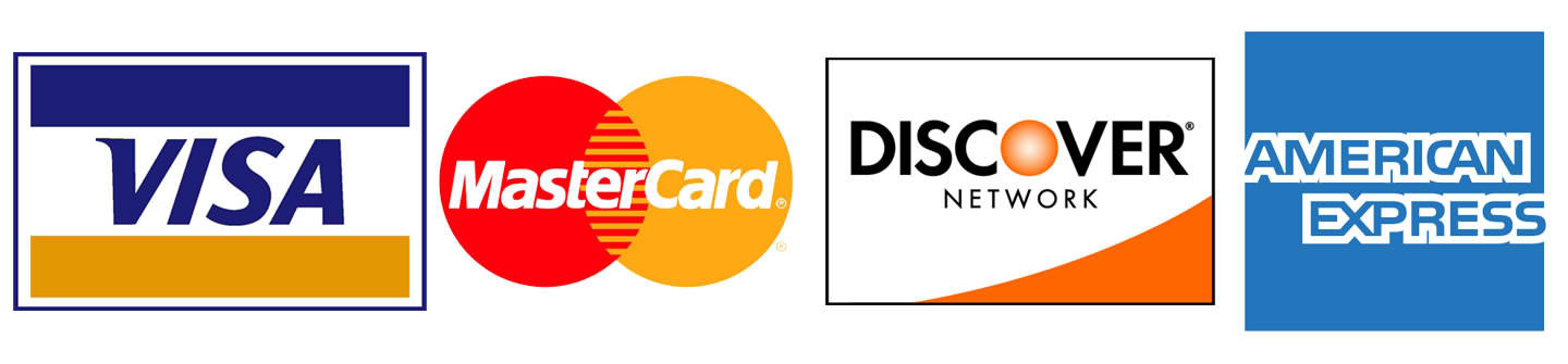 Accepted payment methods: Visa, Mastercard, American Express and Discover